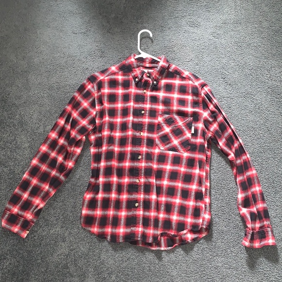 Red Plaid Woolrich Shirt M, Heavyweight Flannel - Picture 1 of 4